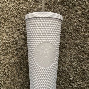 Starbucks White Textured Tumbler with Straw